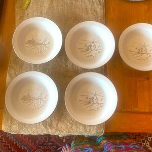 French stoneware Va Au Lave- Vaiselle fishing village Set of 4 - handmade.